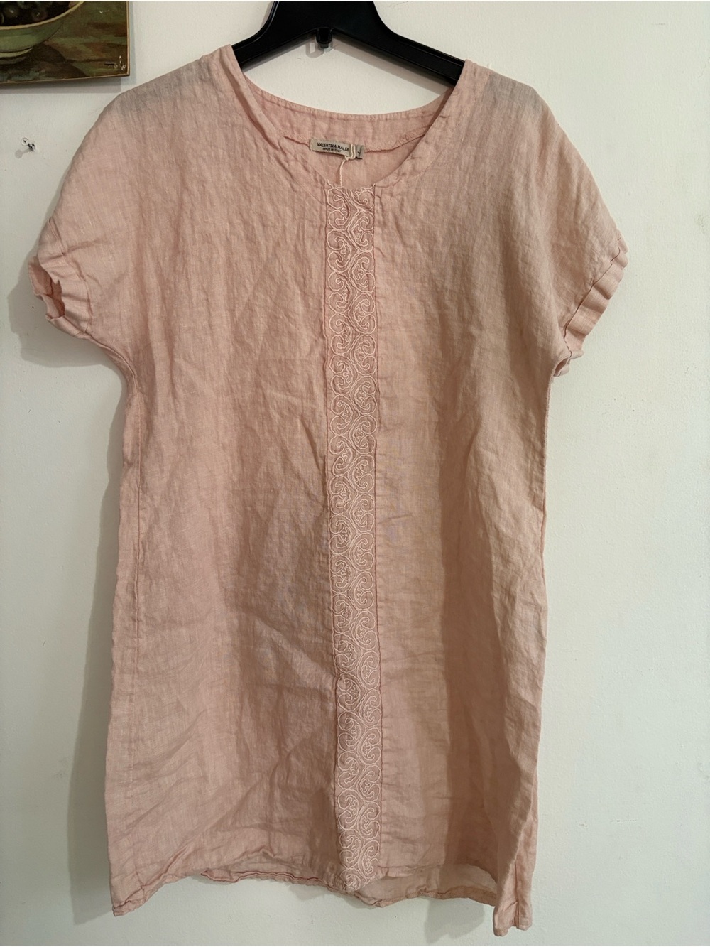 Valentina Light Pink Linen Short Sleeve Women’s Tunic Lsz